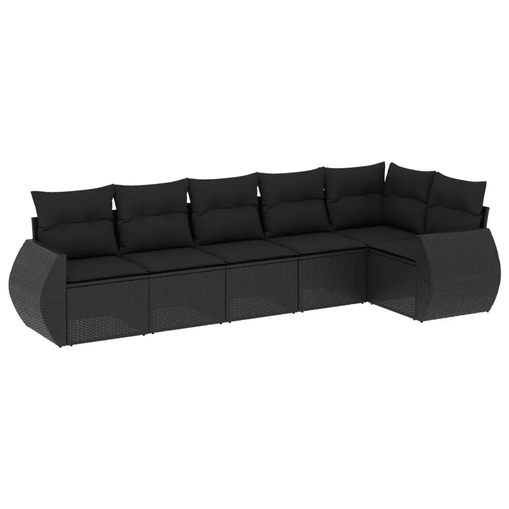 Set Divano da Giardino 6 pz con Cuscini Nero in Polyrattancod mxl 116681