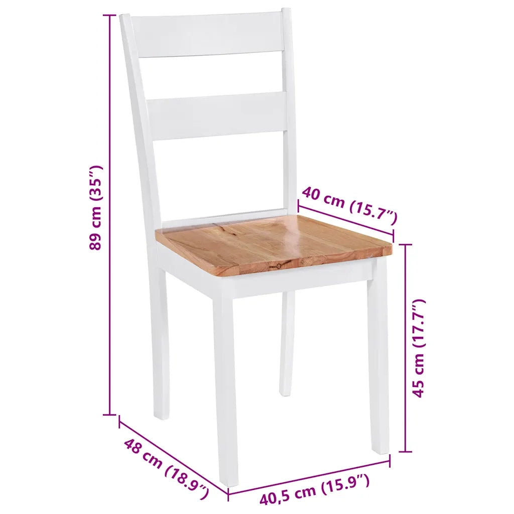Sedie da Pranzo 4 pz Bianche in Legno Massello di Hevea 245369