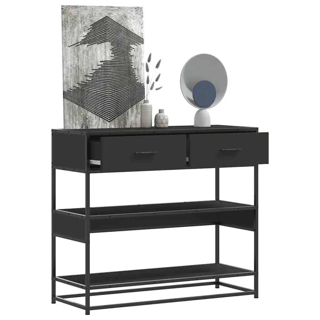 Tavolino Consolle Nero 90x35x80 cm in Legno Multistrato 849179