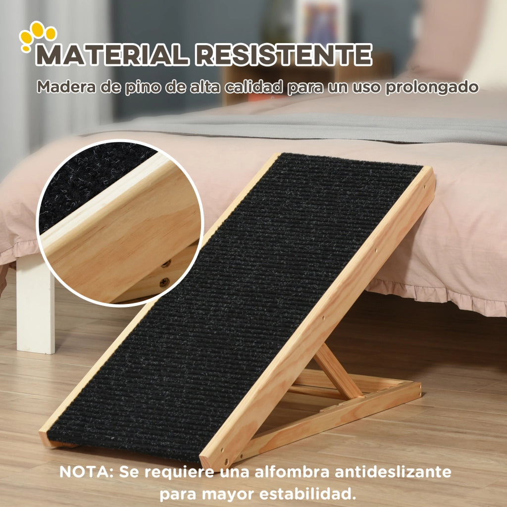 Rampa Pieghevole per Cani e Gatti in Legno ¨C zephmum ¨C 90x40x61 cm Naturale