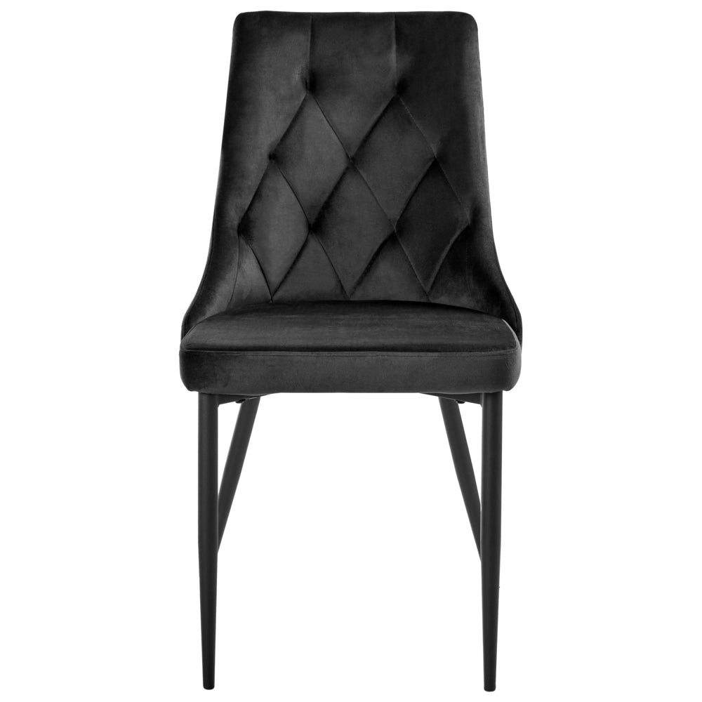 Set di 2 sedie da pranzo con seduta in velluto imbottito Stile moderno Senza braccioli Gambe in ferro nero