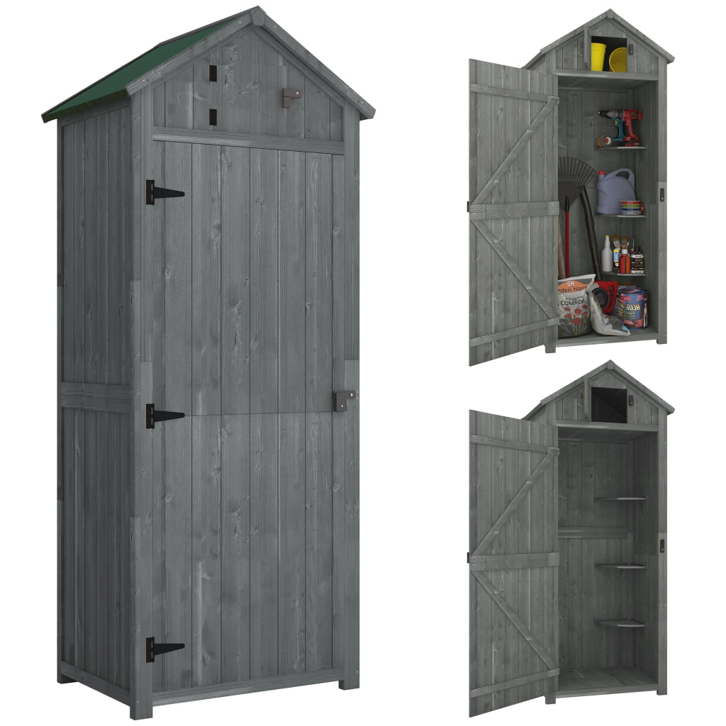 Armadio da giardino in legno ¨C zephmum ¨C Grigio+Verde 77x54.2x179cm