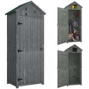 Armadio da giardino in legno ¨C zephmum ¨C Grigio+Verde 77x54.2x179cm
