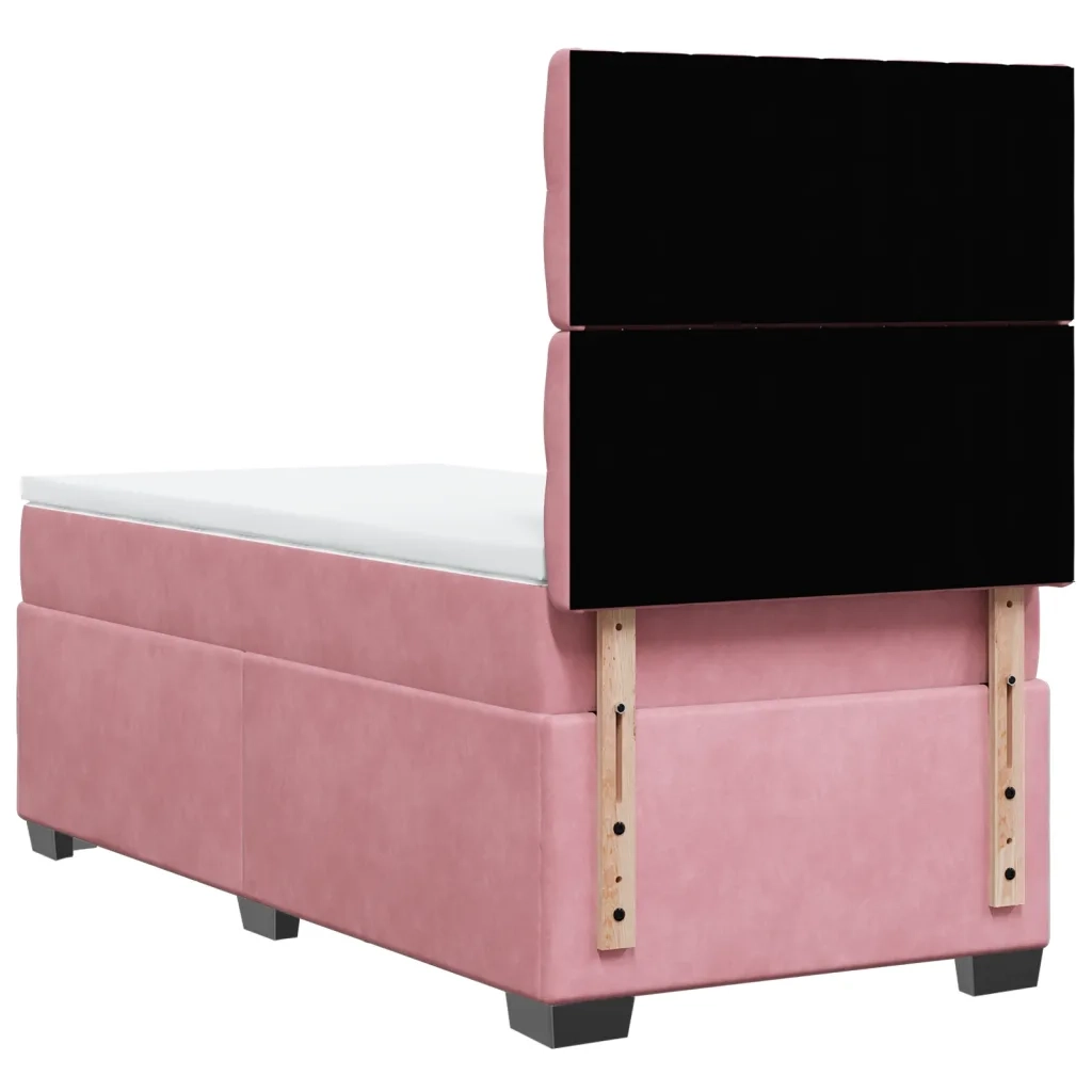 Giroletto a Molle con Materasso Rosa 80x200 cm in Velluto