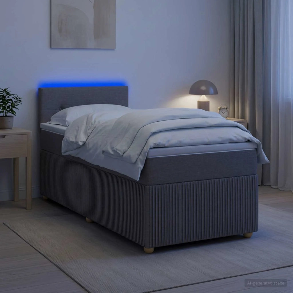 Letto box spring con materasso Tortora 90 x 190 cm Tessuto 3452824