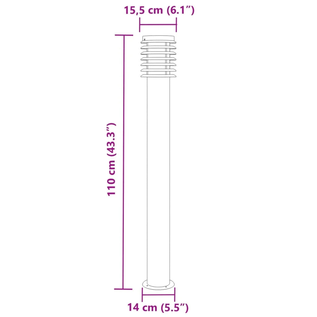 Lampada da terra per esterni in argento 3 pezzi 110 cm acciaio inox argento 02_0042556
