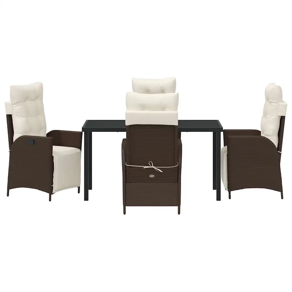 Set da Pranzo per Giardino con cuscino 5 pcs Marrone polyrattan 3380542