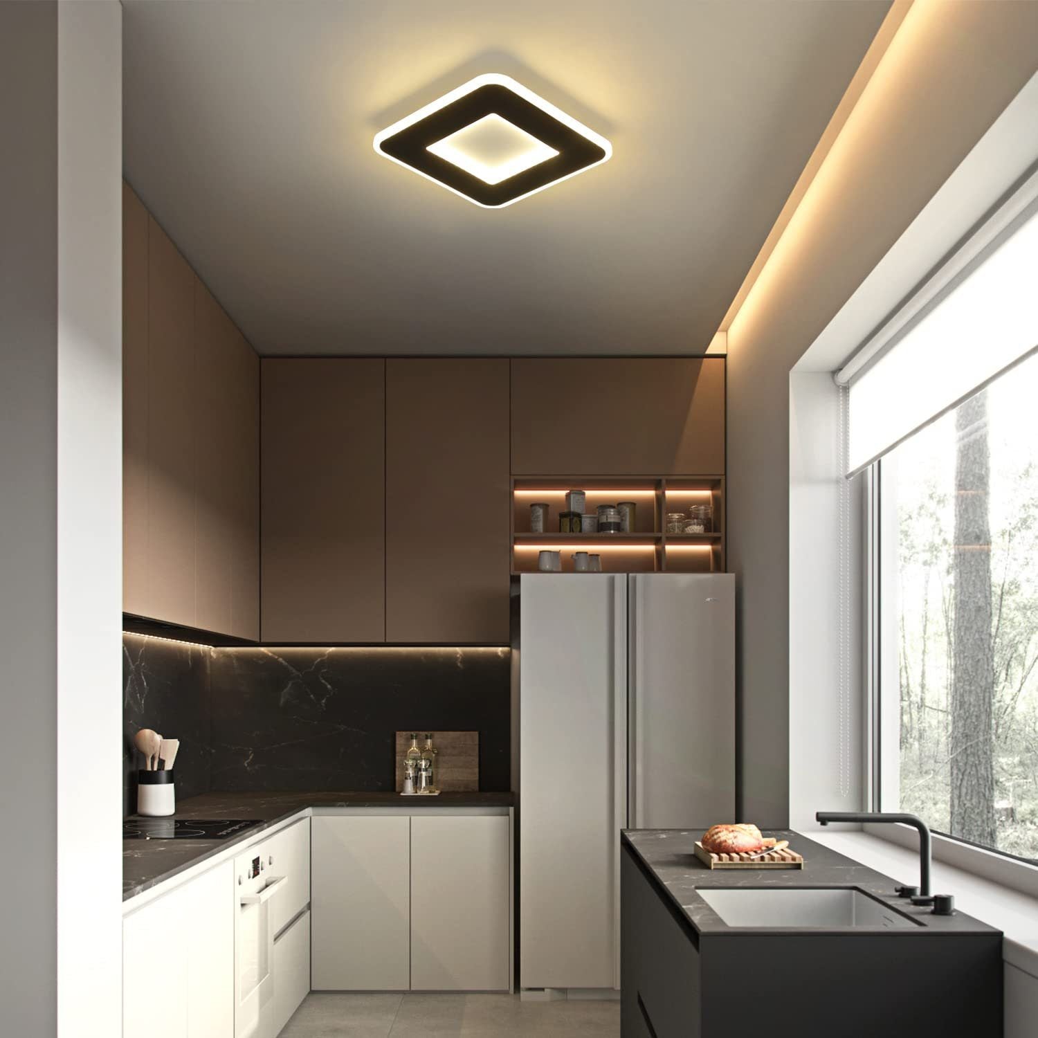 ZMH Lampada da soffitto LED bianca e nera per corridoio, 24 cm, per soggiorno
