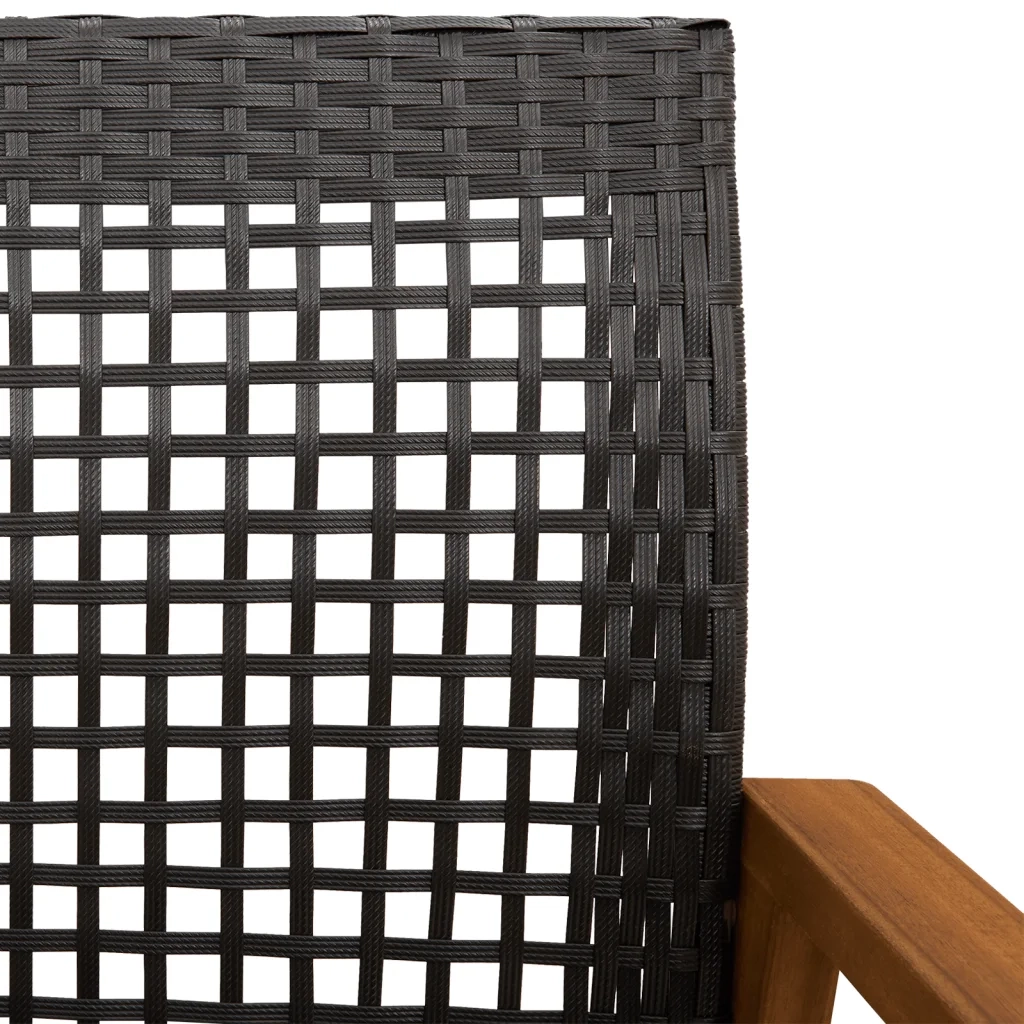 Set da Bistrot 3 pz Nero in Polyrattan e Legno di Acacia CFW6723896