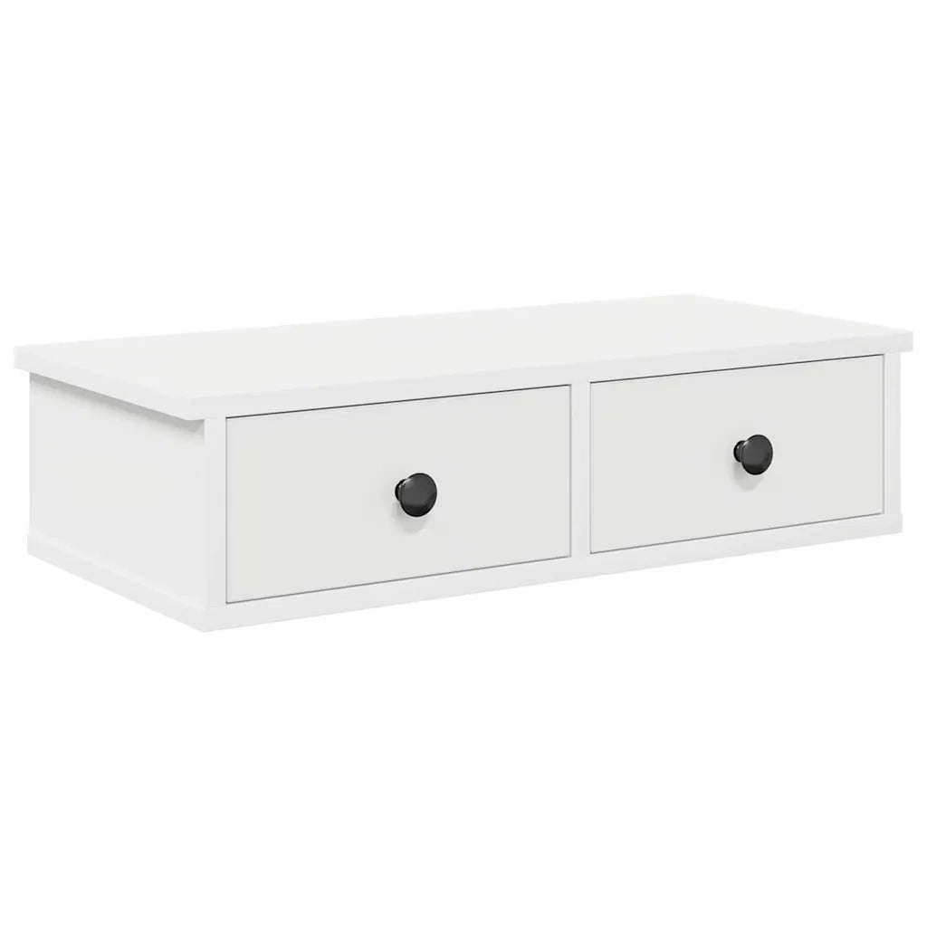 Scaffale a Parete con Cassetti Bianco 60x28x15 cm in Truciolato 859941