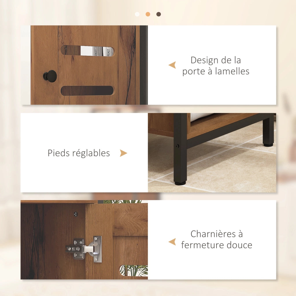 Mobile da bagno basso con porta a lamelle ¨C Zephmum ¨C Brun rustico 37x30x85 cm