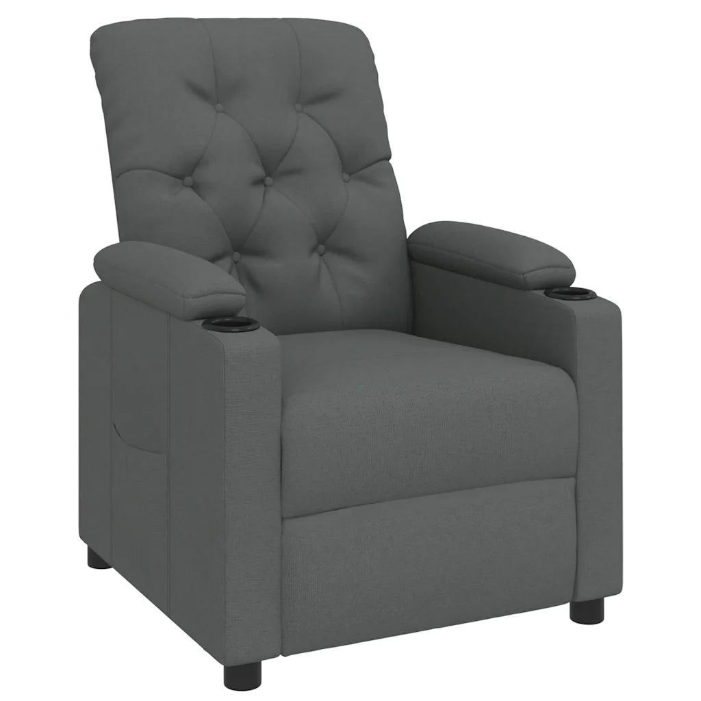 Poltrona | Sedia Relax Reclinabile in Tessuto Grigio Scuro