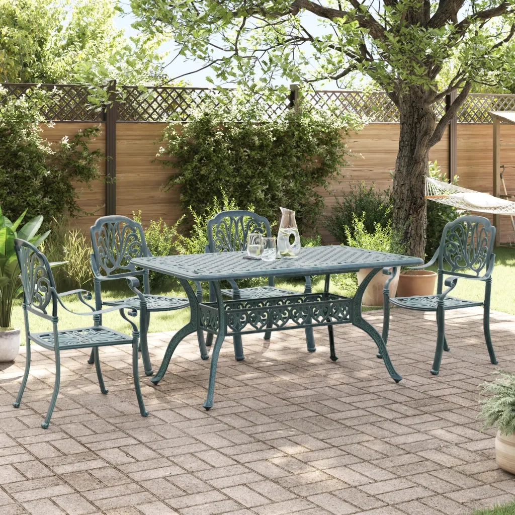 Set da Pranzo da Giardino 5 pz Verde in Alluminio Pressofuso 3216311
