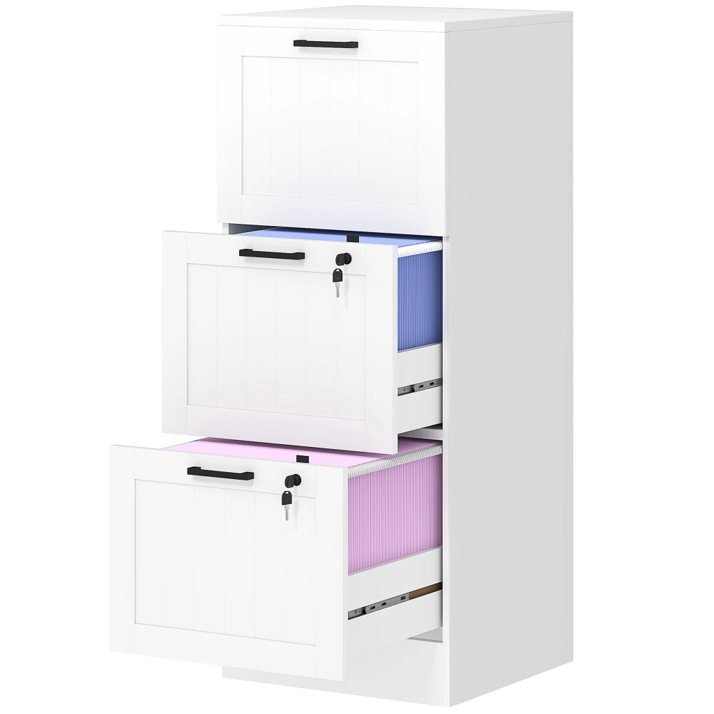 Cassettiera 3 Cassetti per Ufficio ¨C Xylo ¨C Bianco con Guide Regolabili A4