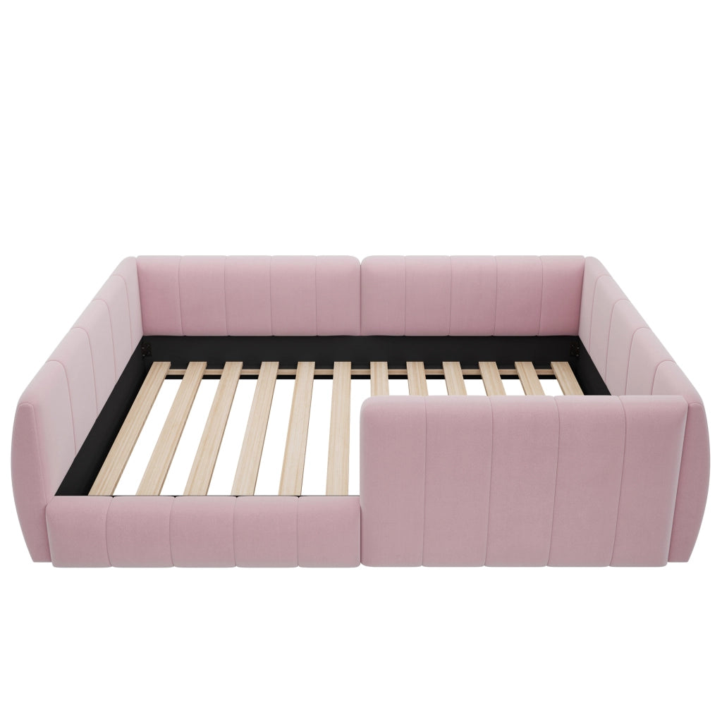 Letto imbottito con piattaforma e sponde di sicurezza - Zephmum- 90x200- Rosa