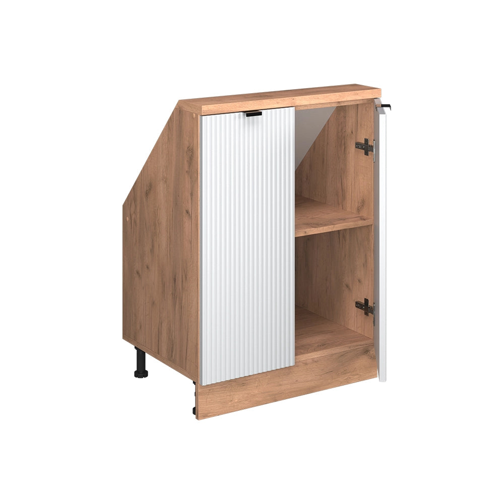 Mobile cucina sottotetto R-Line Ondulazione bianca/Rovere dorato 60 cm con 2 porte Vicco