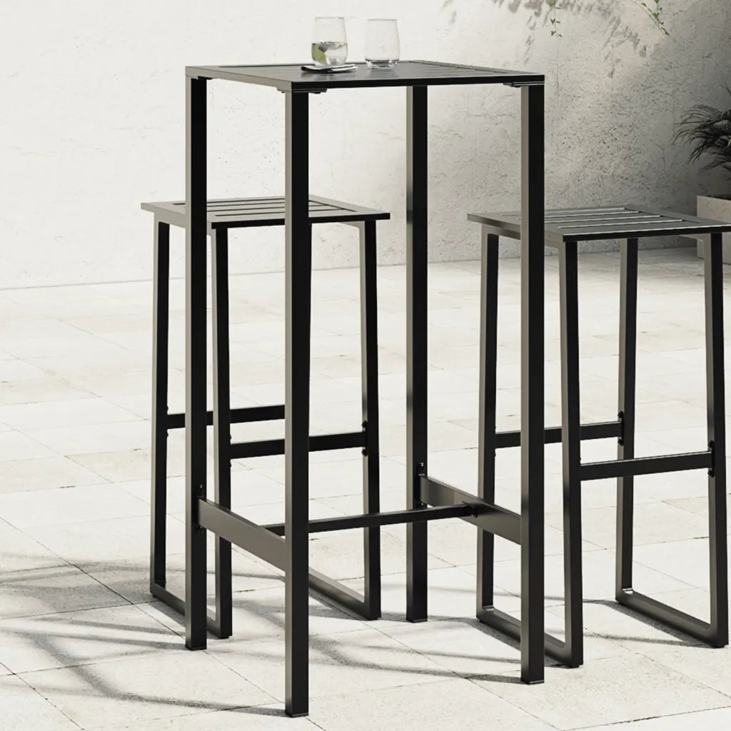 Tavolino da Giardino | Tavolo da Bar Nero 50x50x110 cm in Acciaio Verniciato a Polvere