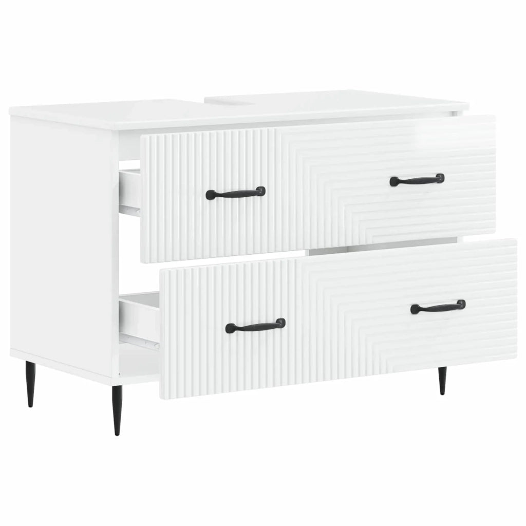 Armadio per Lavabo da Bagno HAARLEM Bianco Lucido 896799