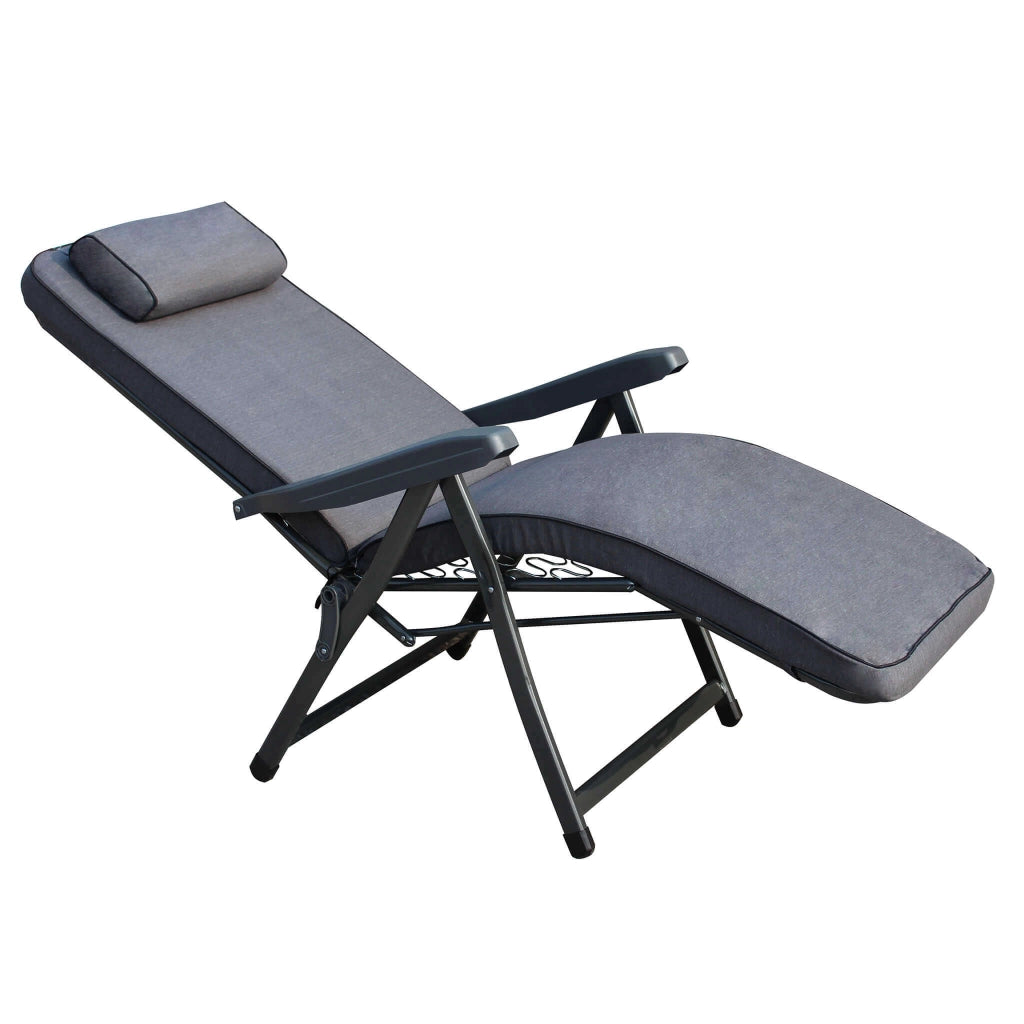 Poltrona Sdraio relax reclinabile in Tessuto Acciaio cm 155x60x60 - MORTY
