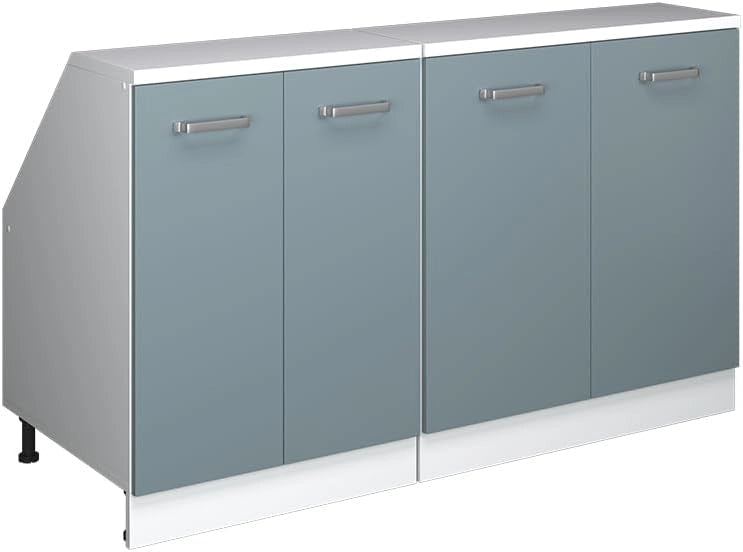 Set di mobili sottotetto Rion, Grigio-blu, 140 cm Set di 2 carcasse armadio profondità 60 cm, adatto per il salvaspazio sotto tetti spioventi