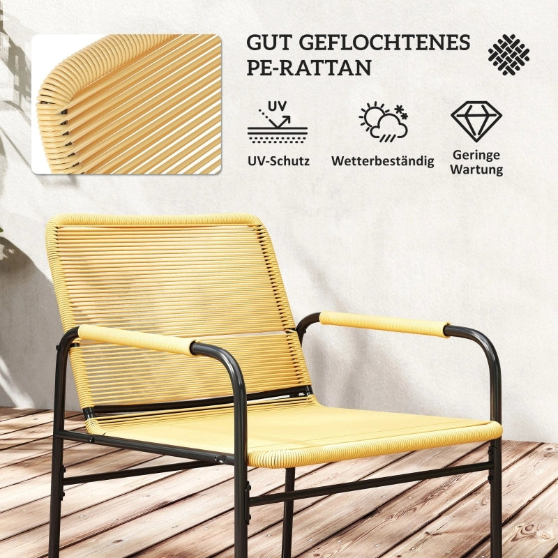 OKWISH Set da Giardino 3 Pezzi, 2 Poltrone e 1 Tavolo da Balcone per Terrazza o Veranda, Acciaio Giallo