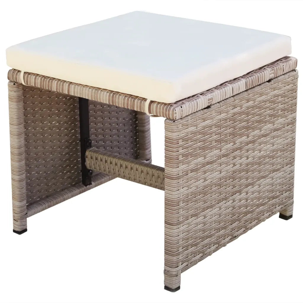 Set da Pranzo da Giardino 13 pz con Cuscini in Polyrattan Beige 42558