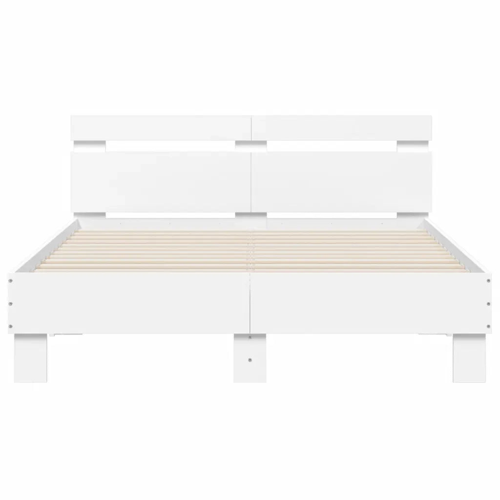 Giroletto con Testiera-Struttura letto con testiera Bianco 120x190 cm in Legno Multistrato