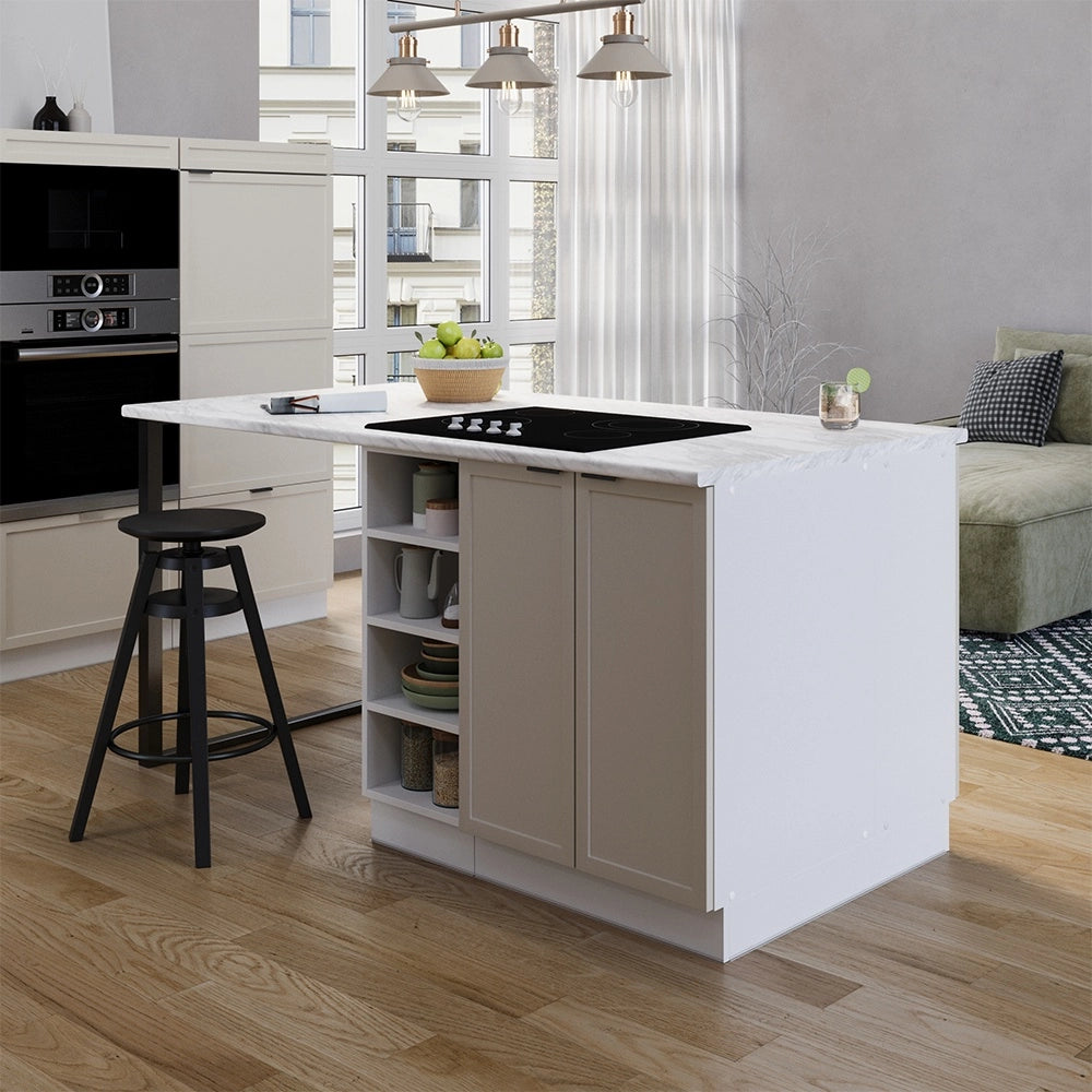 Isola cucina Fame-Line GrigioBeige/Bianco 90 cm senza piano di lavoro Vicco