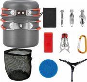 Set di cucina da campeggio per 2 persone, pentola in alluminio, set di pentole leggere, pentola da cucina pieghevole, set di cucina da campeggio con pentola, ciotola, pentola per campeggio, escursioni e trekking