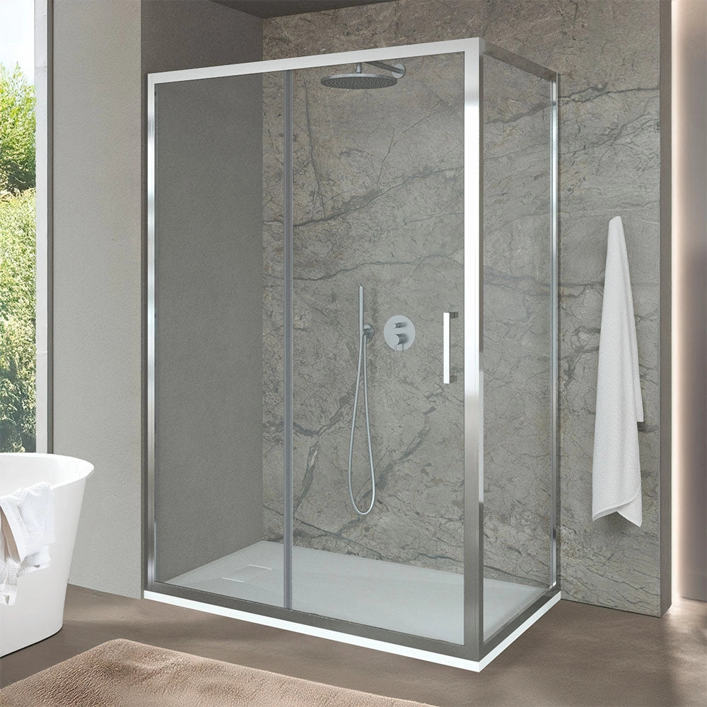 Box doccia angolare 70x160 con porta scorrevole in vetro trasparente Ted