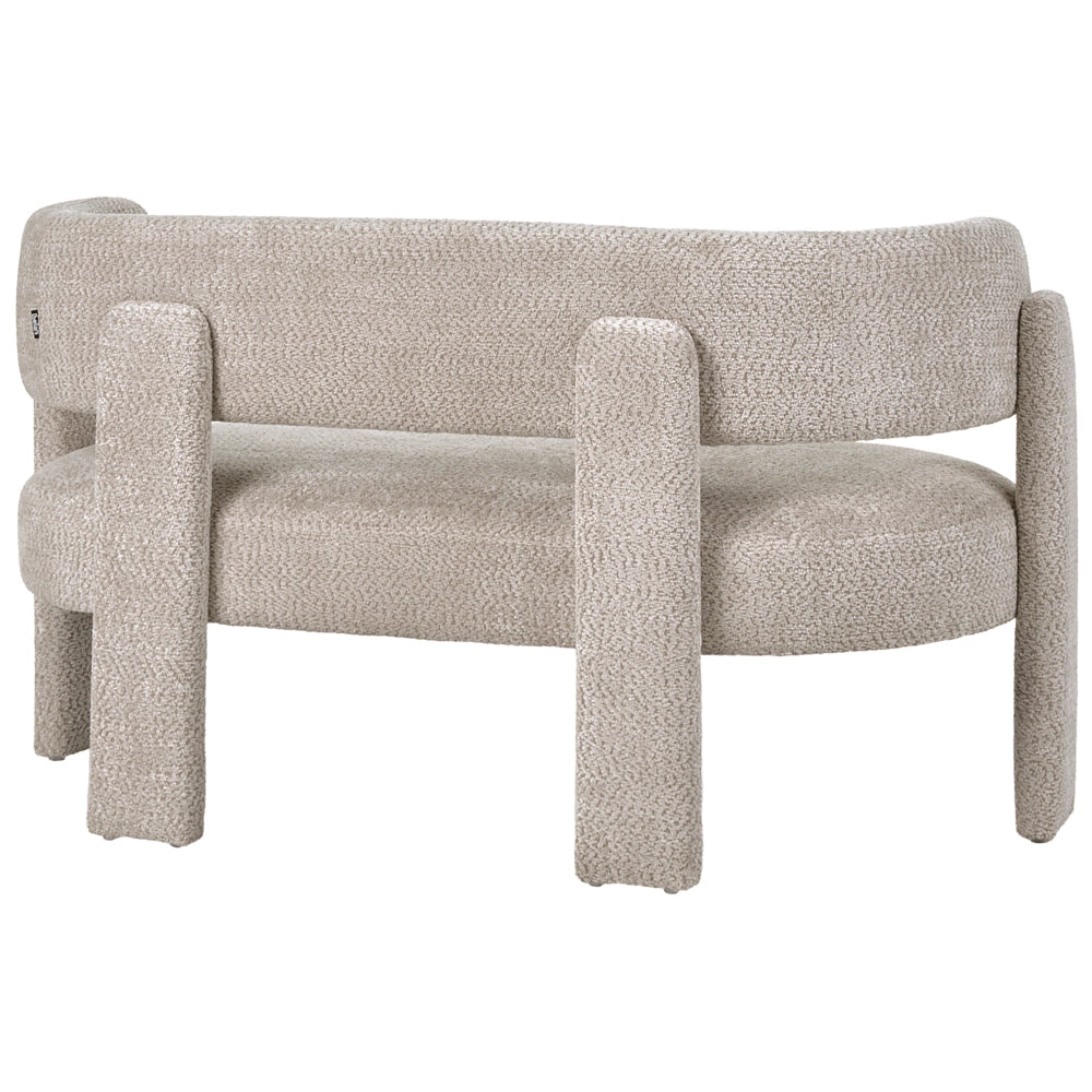 Set da salotto a 4 posti, rivestimento in ciniglia di poliestere beige chiaro, sedute moderne e comode, schienale ricurvo, stile scandinavo