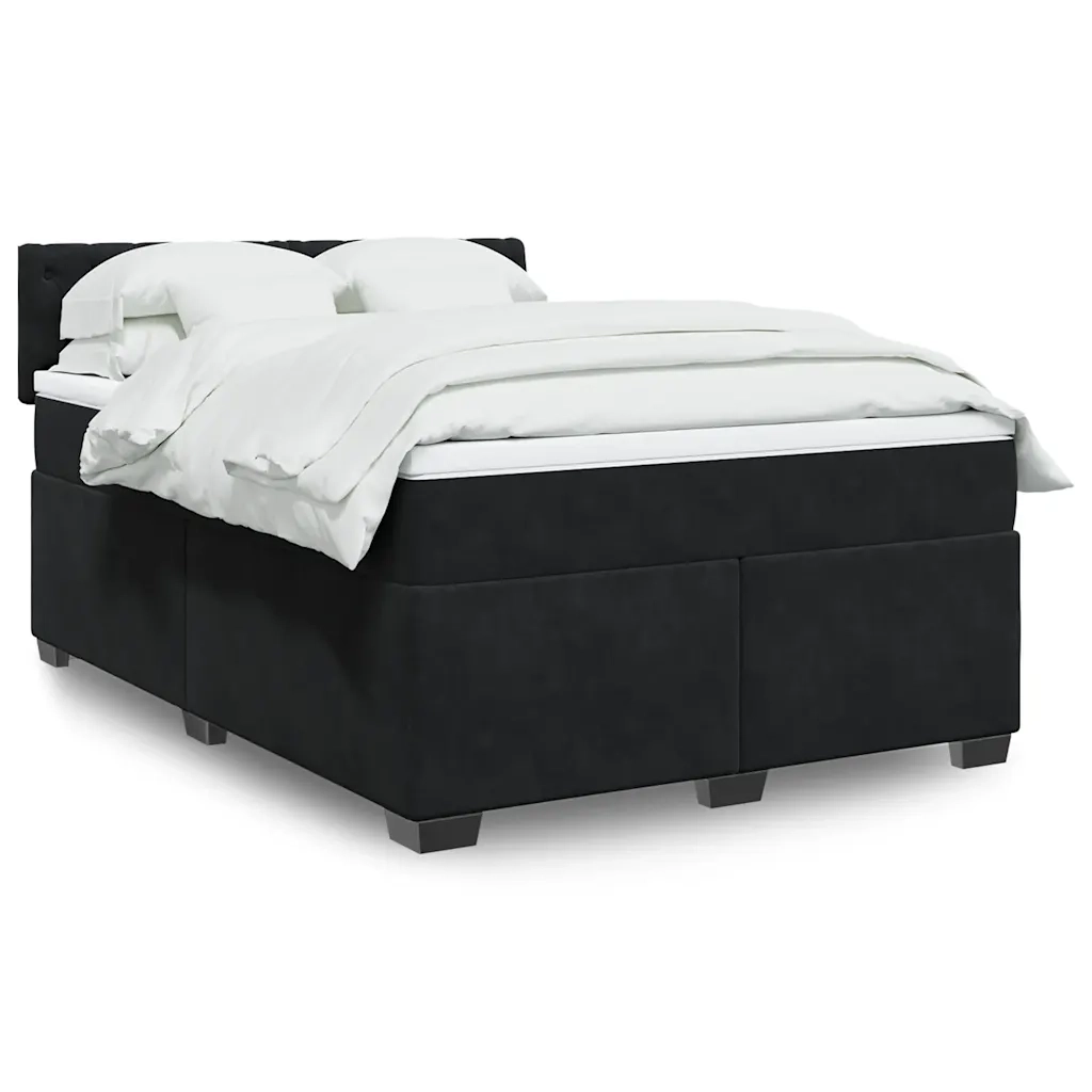 Giroletto a Molle con Materasso Nero 160x200 cm in Velluto 3288662