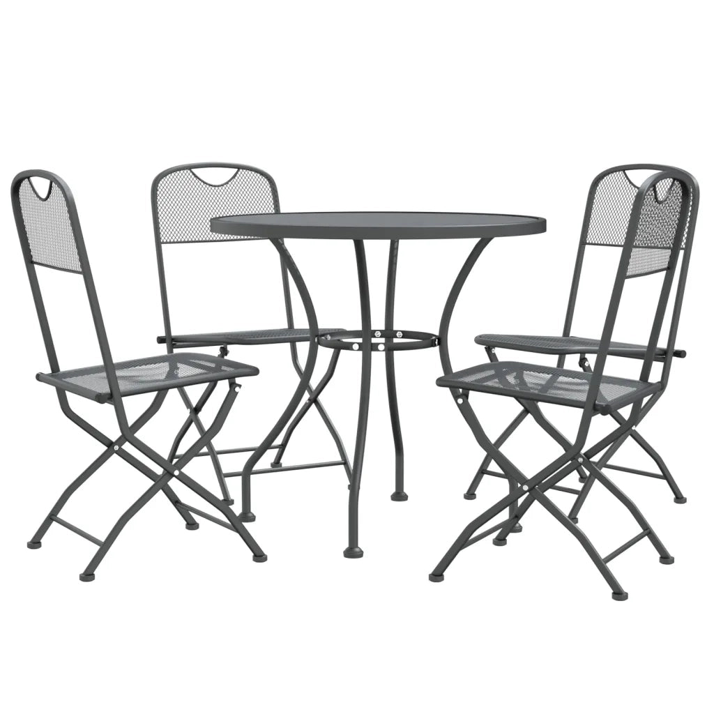 Set da Pranzo per Giardino 5pz | Set Salotto da Giardino Rete Metallica Espansa Antracite