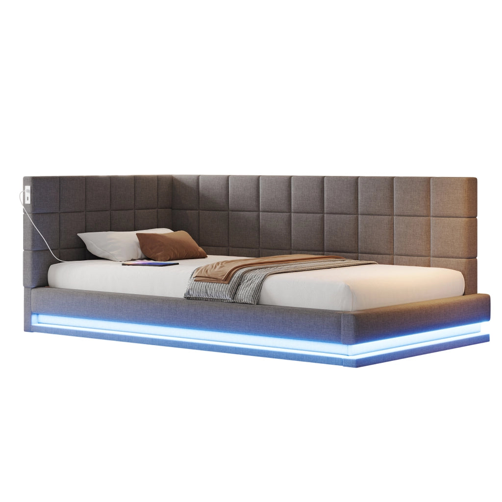 Letto divano multifunzione in lino 90x200 cm