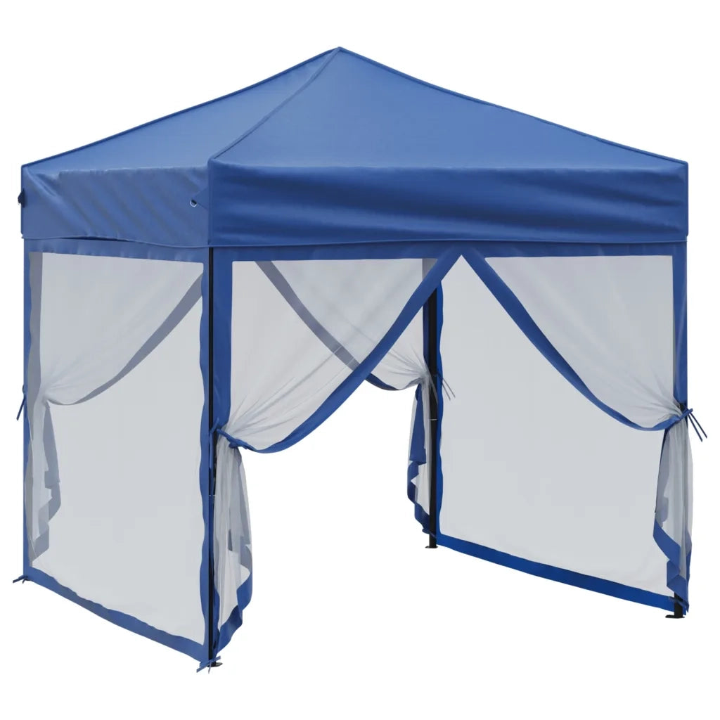 Tenda per Feste Pieghevole con Pareti Laterali-Tenda Gazebo Blu 2x2 m 129909
