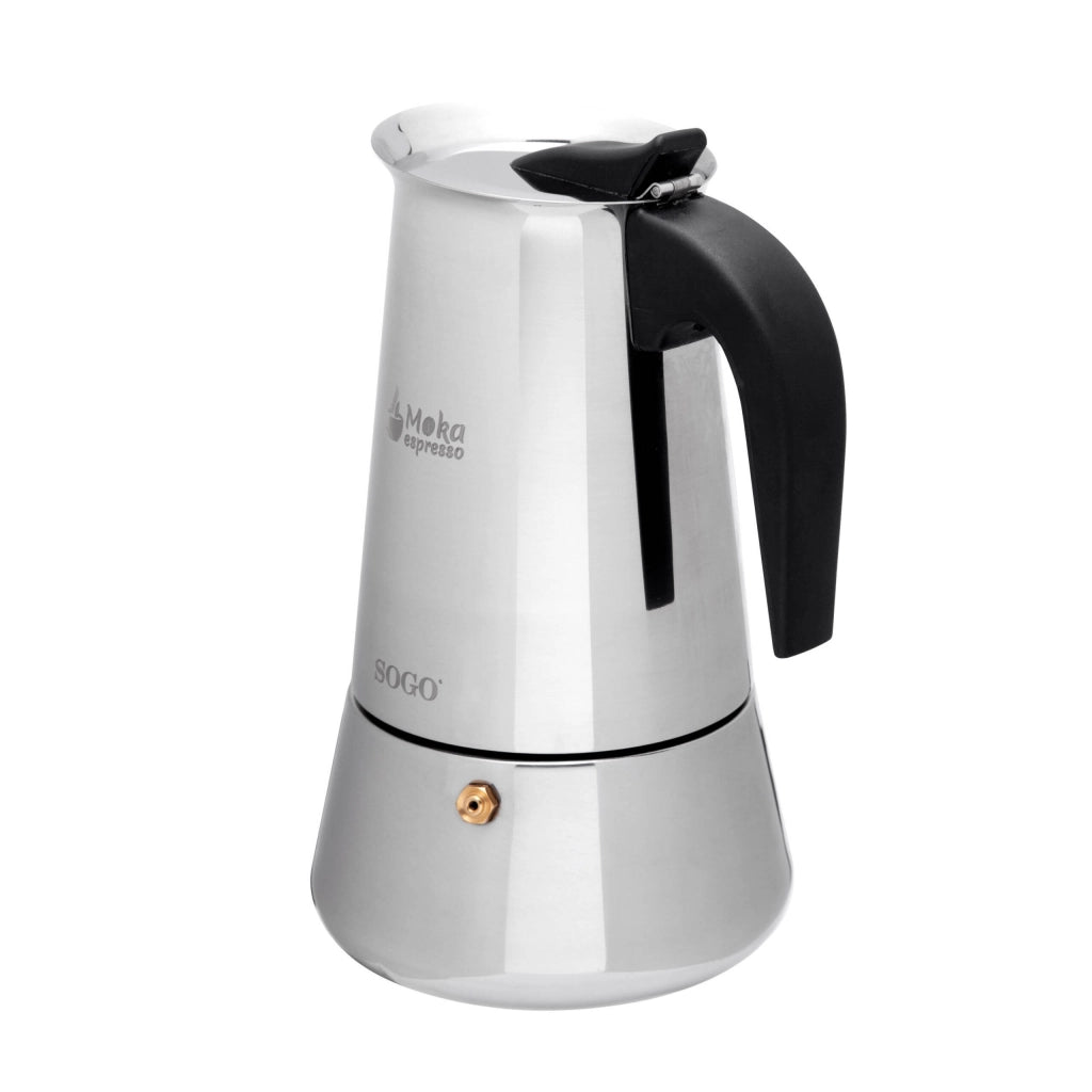 Caffettiera moka 9 tazze in acciaio inox per induzione gas e vetroceramica, manico ergonomico per espresso - Sogo