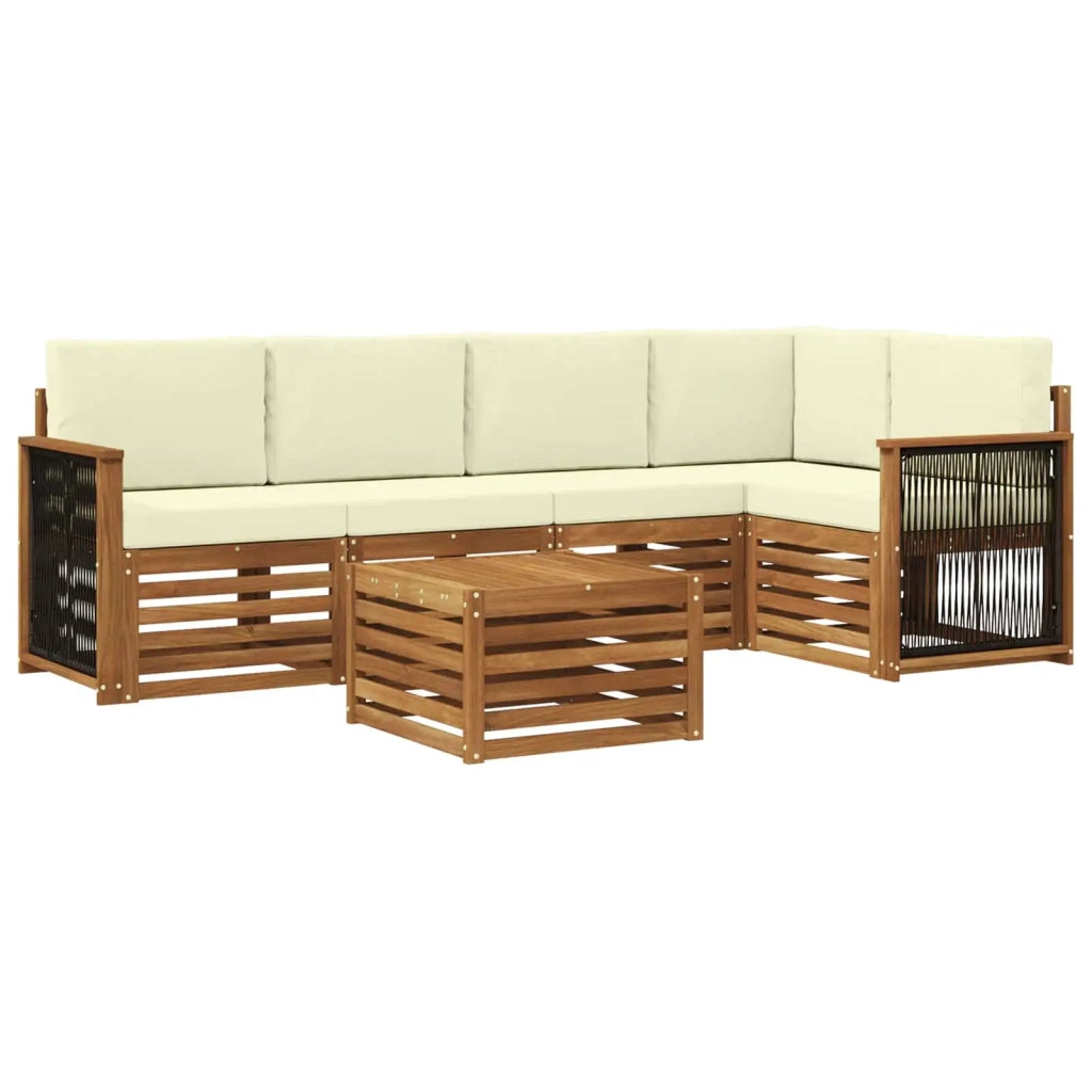 Set divano sezionale con cuscino 5 pcs Naturale e Crema 3384381