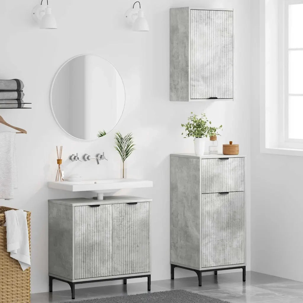 Set di mobili per il bagno con cassetto 3 pcs Grigio cemento 3393106