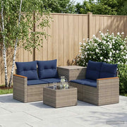 Set di divani 6 pz Grigio e Blu Navy Rattan sintetico e Acciaio 3447617