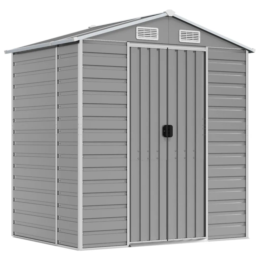 Capanno da Giardino-Casetta da Giardino Grigio Chiaro 191x130x198cm Acciaio Zincato