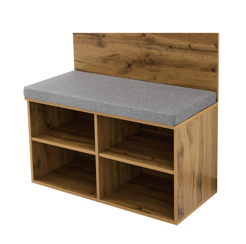 Set guardaroba da ingresso 175 cm con panca portascarpe; appendiabiti e ripiano regolabile; rovere