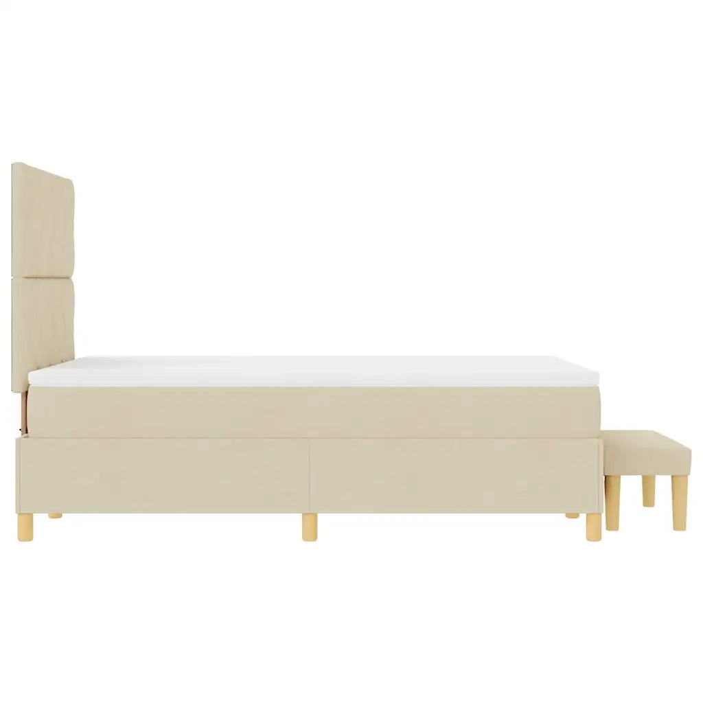 vidaXL Letto a molle con materasso Crema 120 x 200 cm Tessuto
