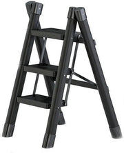 Trappola da cucina a 3 gradini con pedane antiscivolo - 43x47,5x43cm - Acciaio inox - Nero