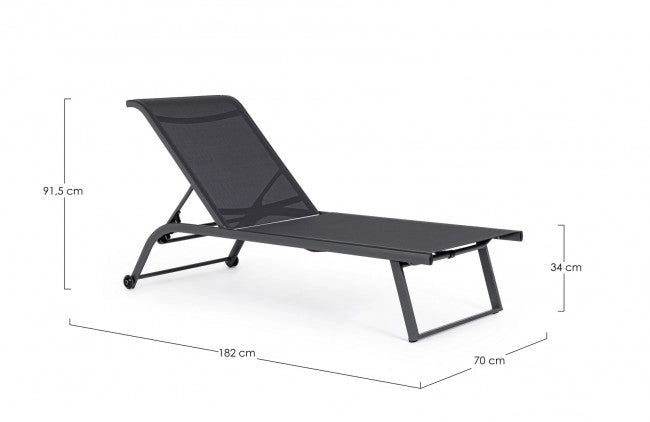 Set 2 Lettini Prendisole da Giardino 70x182x91,5h cm con Ruote Taylor Grigio Scuro e Antracite
