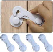 Serrature per sicurezza dei bambini, 4-pack serrature sicure per armadi, frigoriferi, cassetti e armadietti con adesivo, sicure per bambini (bianche - 4 pezzi)