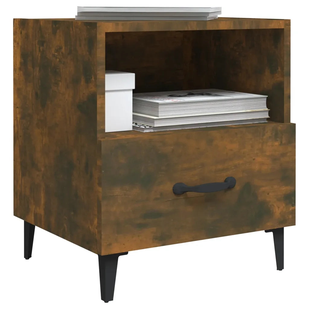 Comodini 2 pz Rovere Fumo in Legno Multistrato 817304