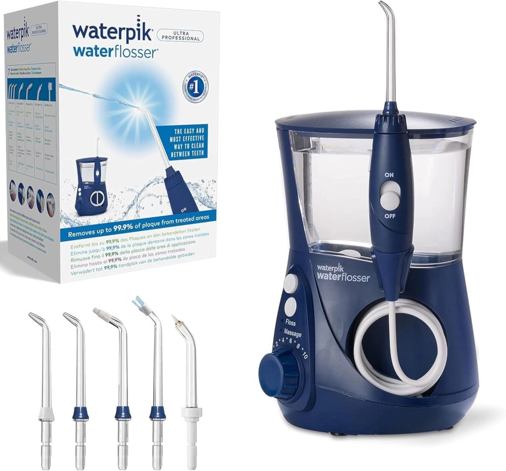 Idropulsore Dentale Ultra Professional con 6 Testine e Sistema Avanzato di Controllo della Pressione con 10 Impostazioni, Strumento di Rimozione della Placca Dentale, Bianco (WP-660EU)