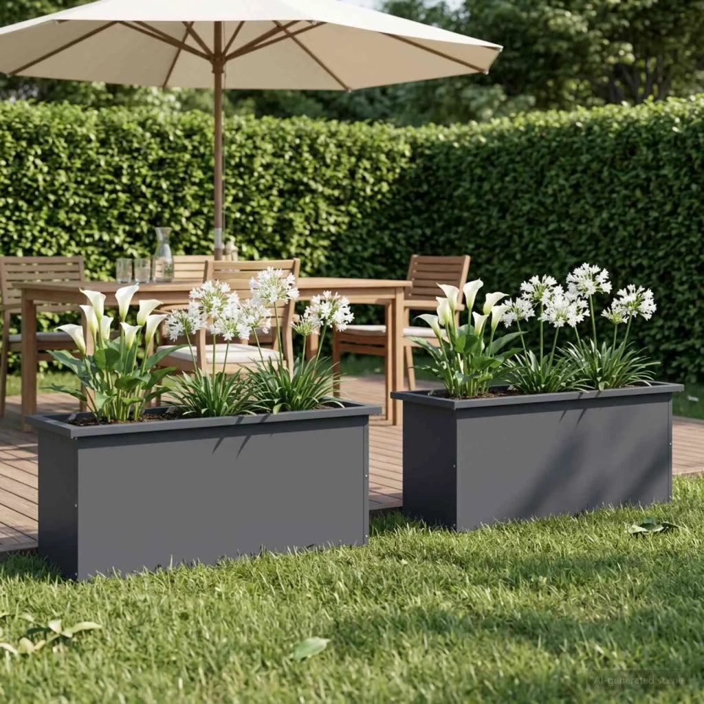 Fioriera da giardino con LED 2 pz Antracite 30 x 100 x 30 cm 8008117