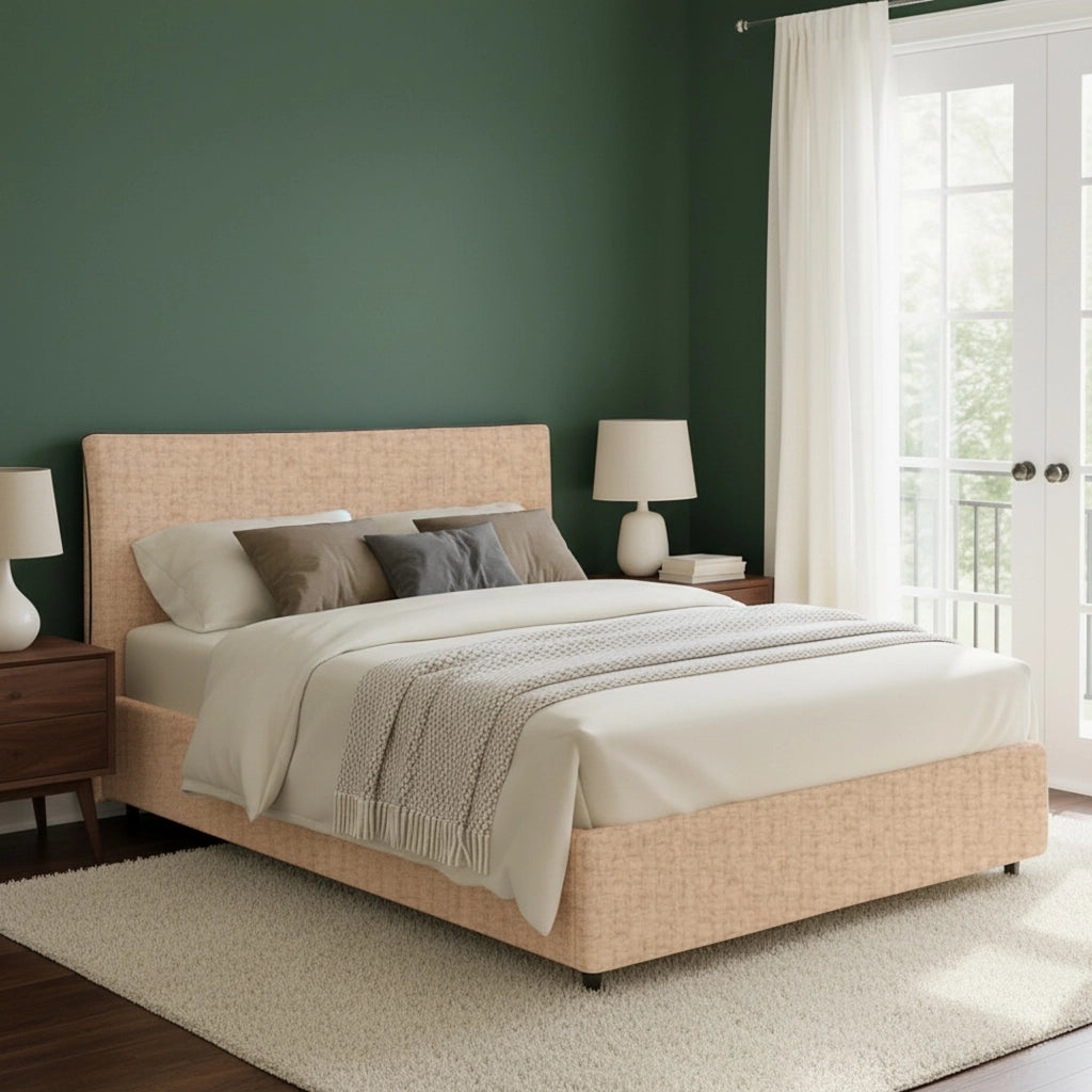 Tipton, Letto Matrimoniale Sfoderabile Made in Italy, Beige
