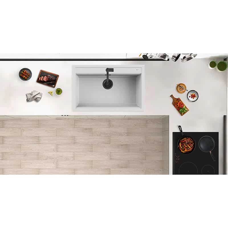 Lavello Quareco incasso 1 vasca 79×51 Prime 80 Granito Bianco QLP080BI